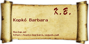 Kopkó Barbara névjegykártya