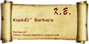 Kopkó Barbara névjegykártya