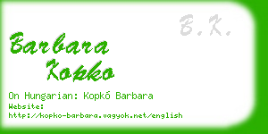barbara kopko business card