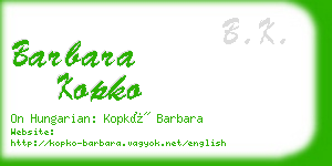barbara kopko business card